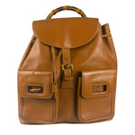 Gucci Brown Leather Bamboo Backpack