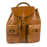 Gucci Brown Leather Bamboo Backpack