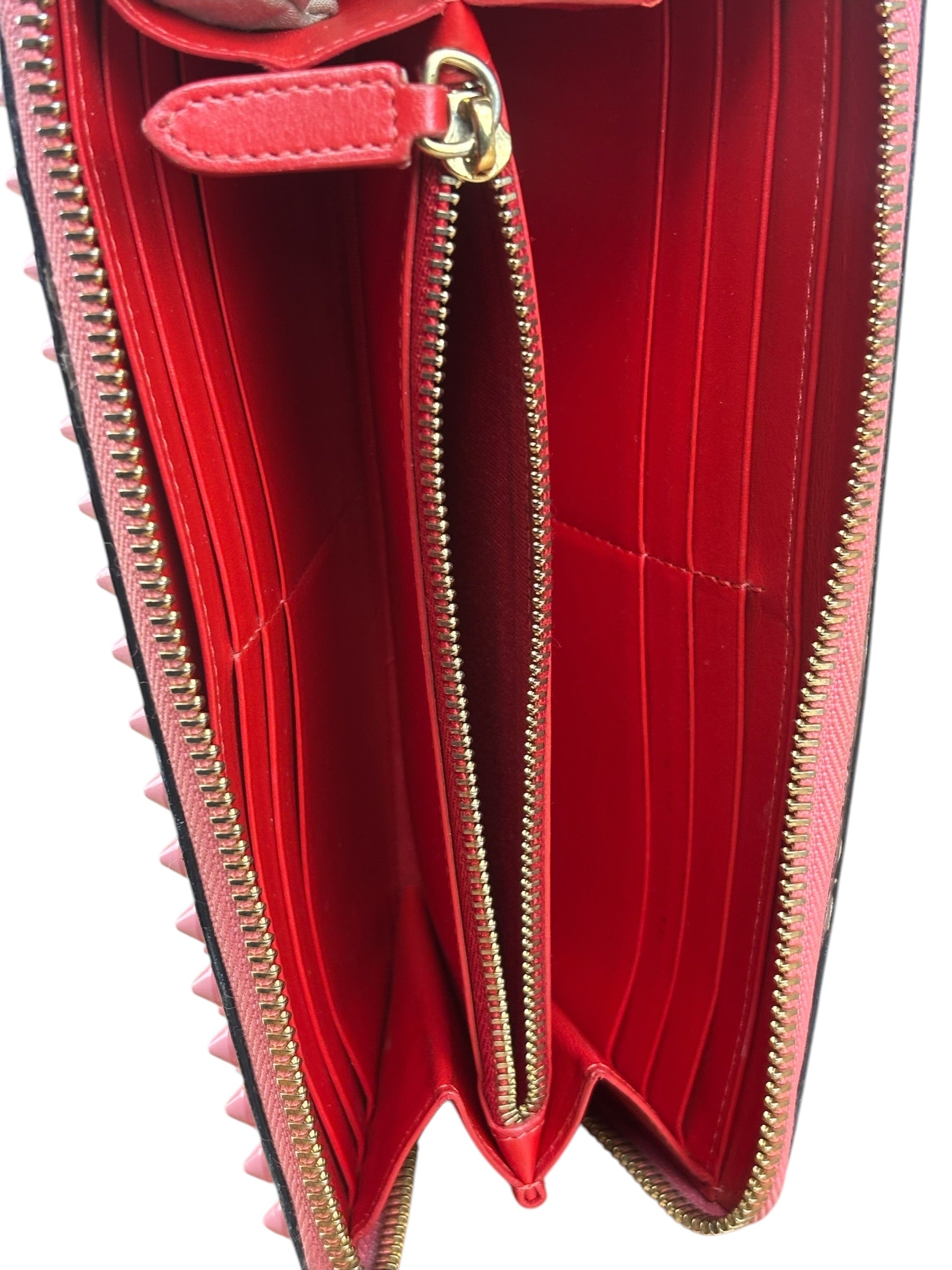 Christian Louboutin Panettone Bicolor Studded Long Zip Around Wallet
