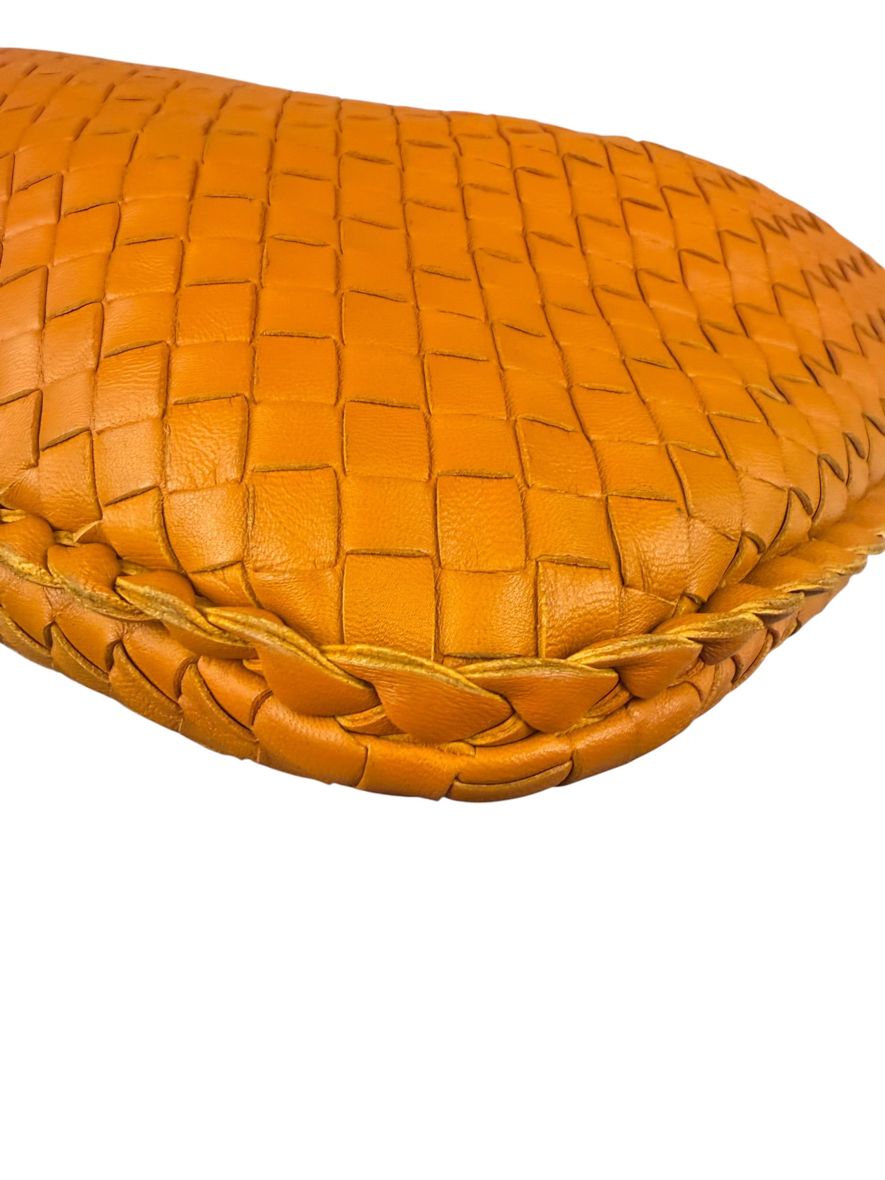 Bottega Veneta Orange Leather Intercciato Hobo Bag