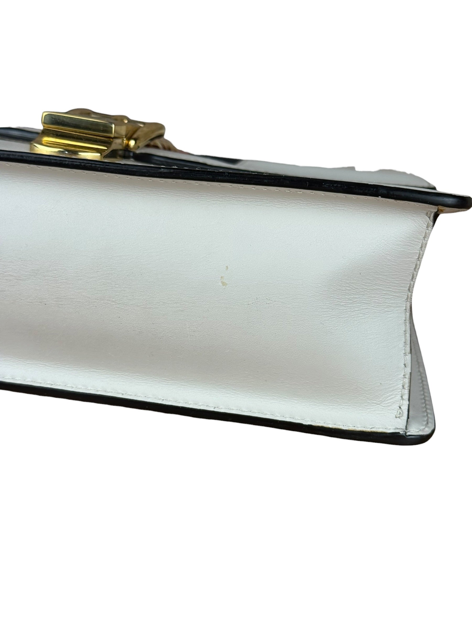 Gucci White Leather Sylvie Chain Shoulder Bag