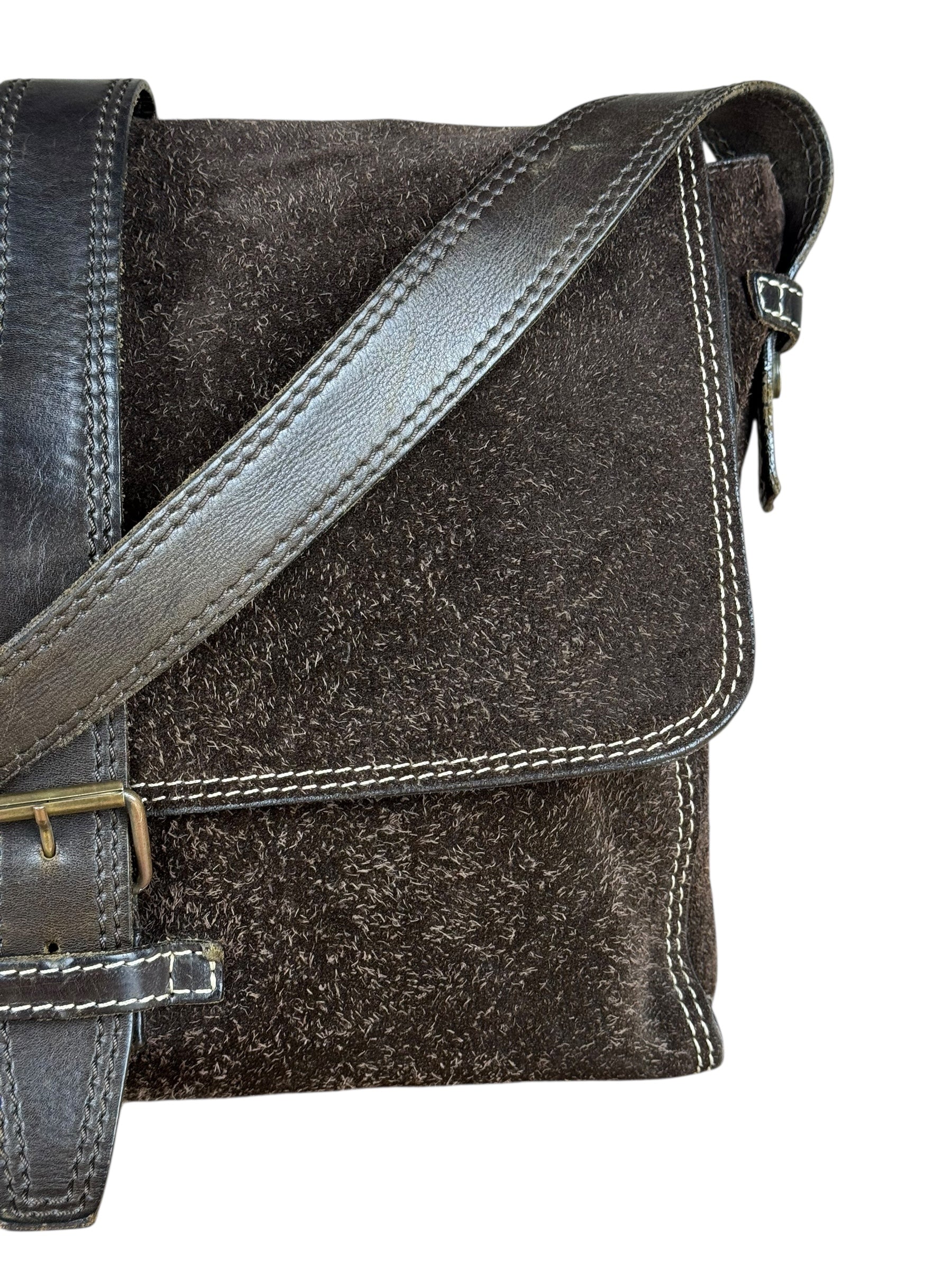 John Varvatos Suede Messenger Bag