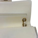 Chanel White Denim/Leather Trim Greek Collection Flower Double Flap Bag 2018