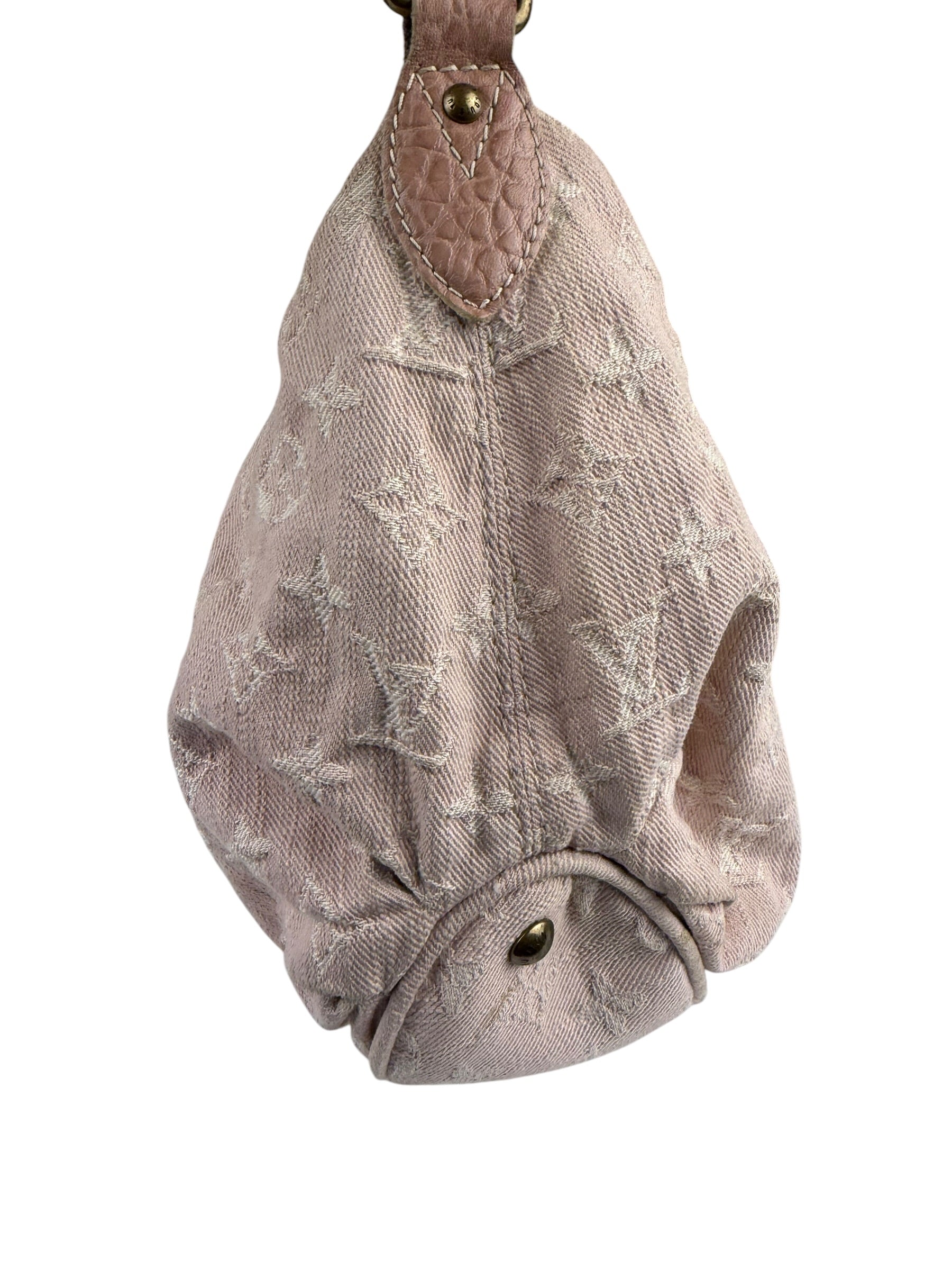Louis Vuitton Vintage Rose Pink Monogram Denim Slightly Hobo Bag