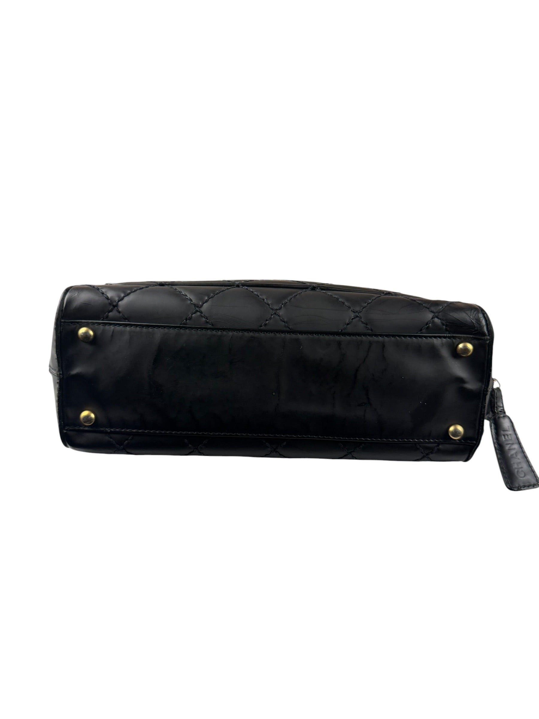 Chanel Black Leather Wild Stitch Tote Bag 2002