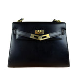 Hermes Black Mini Kelly 20 Box Calf 1991