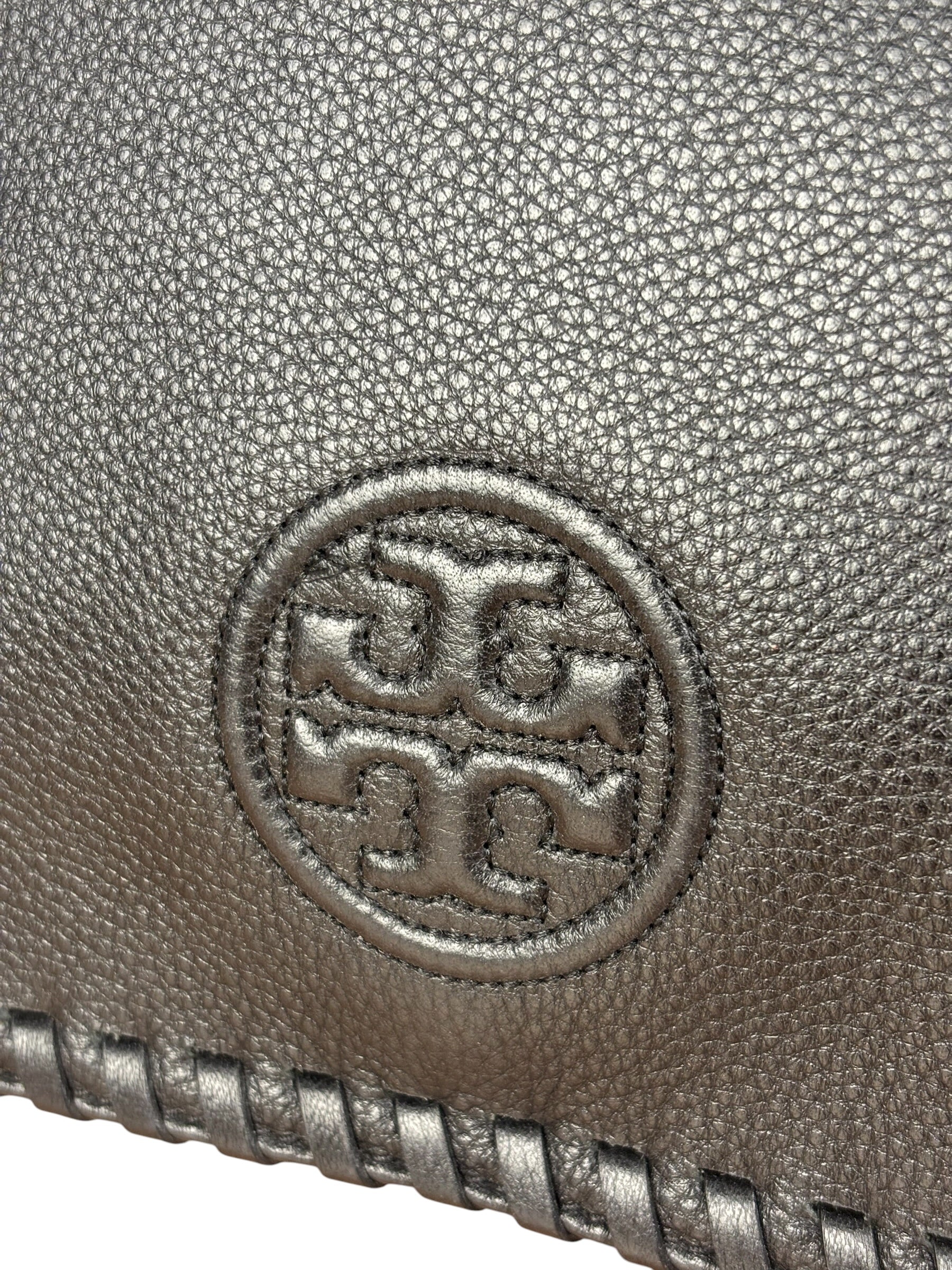 Tory Burch Black Marion Whipstitch Flap Shoulder Bag