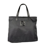 Fendi Vintage Black Nylon Leather Trim FF Roll Tote Bag