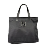 Fendi Vintage Black Nylon Leather Trim FF Roll Tote Bag