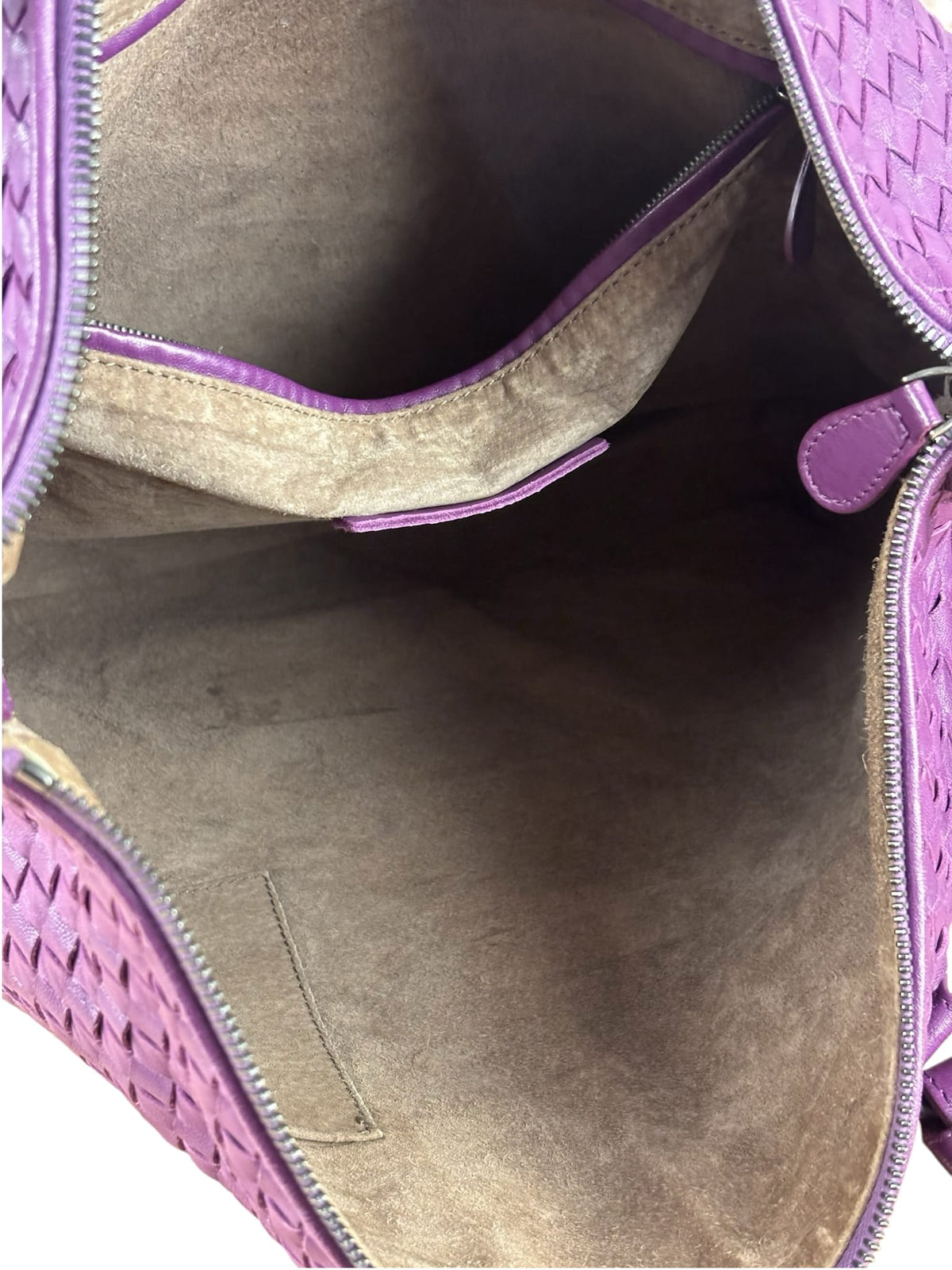 Bottega Veneta Purple Intrecciato Cabat Two-Way Tote