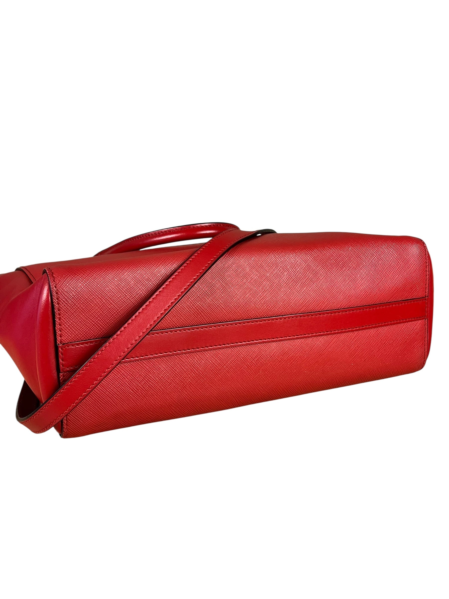 Prada Red Saffiano Leather 2Way Tote