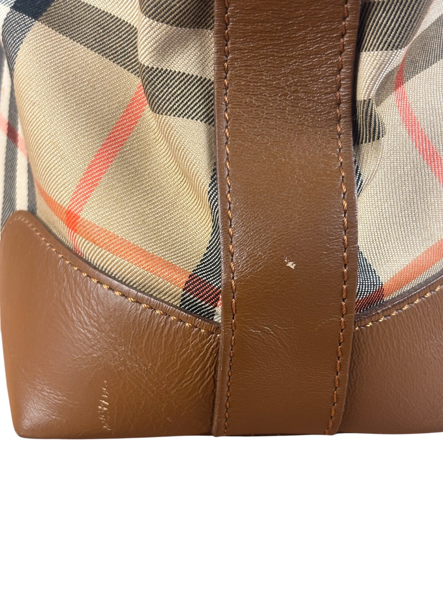 Burberry Vintage House Haymarket Check Dome Satchel Handbag