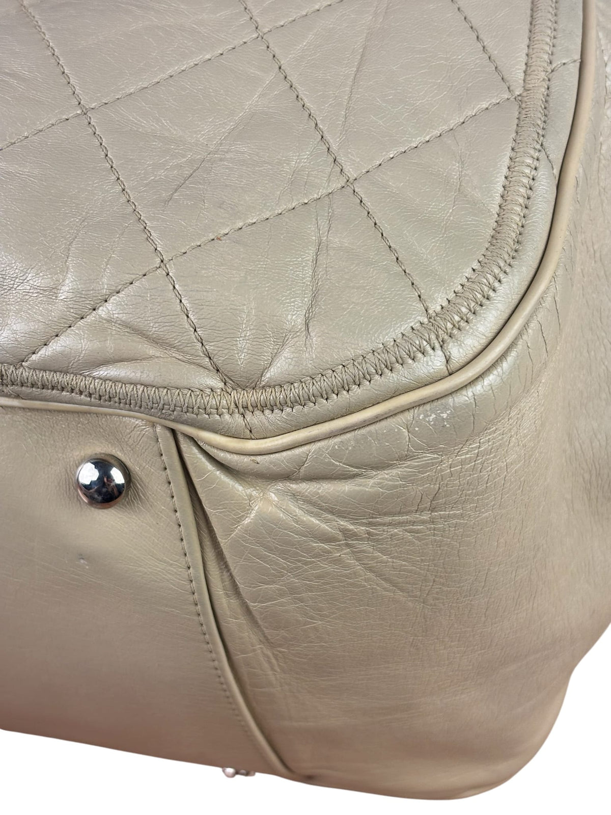 Chanel Beige Quilted Leather East West Accordion Flap Bag 2008