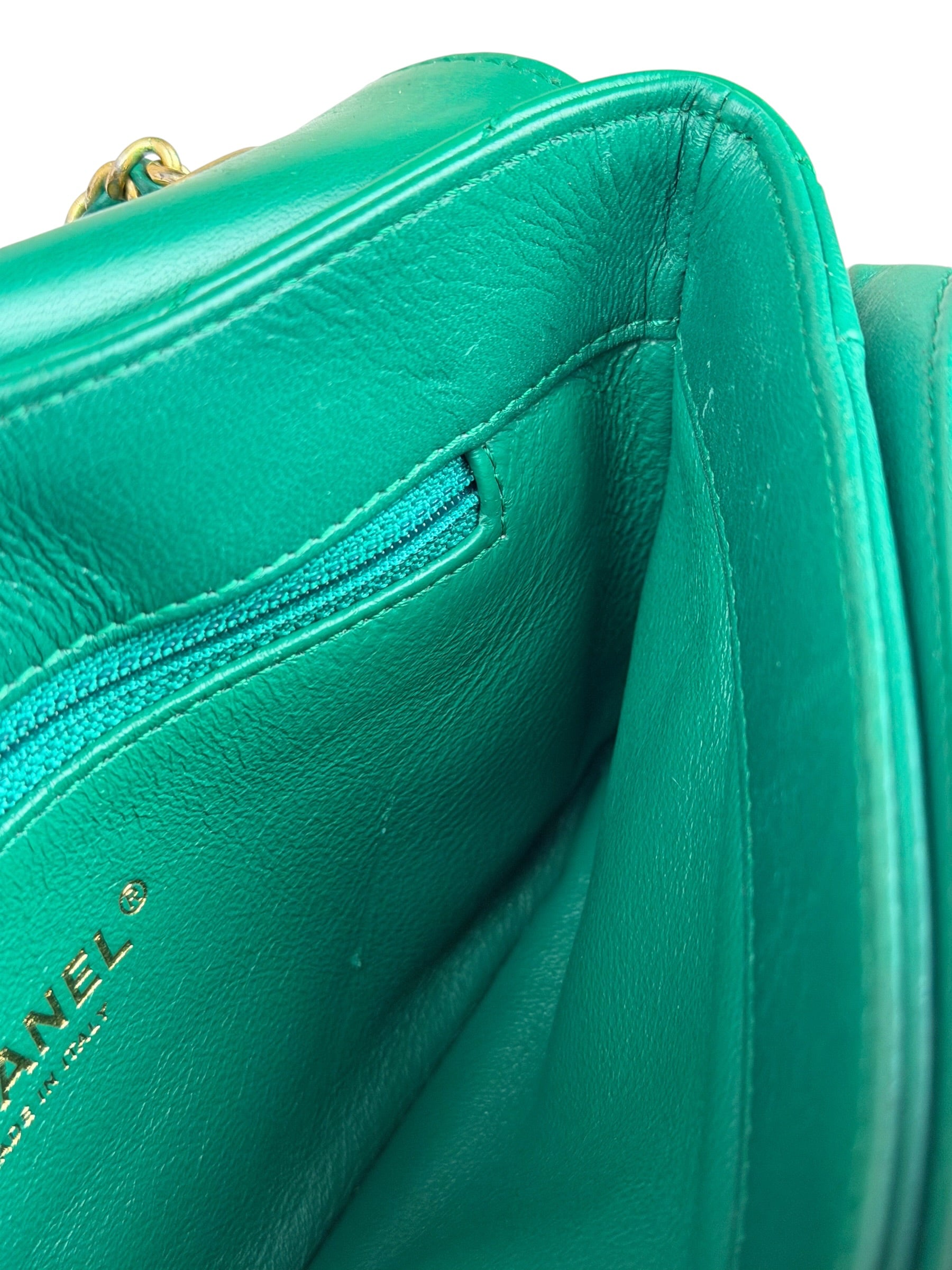 Chanel Green Lambskin Shoulder Bag 2018