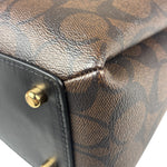 Coach Brown/Black Leather Mini Lillie Carryall In Signature Two-Way Bag