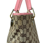Gucci GG Pink Leather Canvas Eclipse Tote Bag