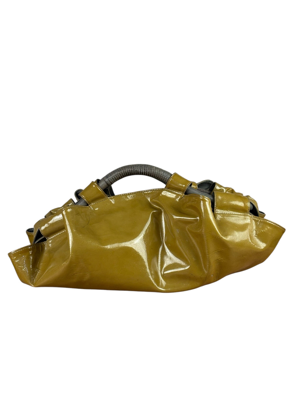 Loewe Anagram Patent Olive Leather Top Handle Bag