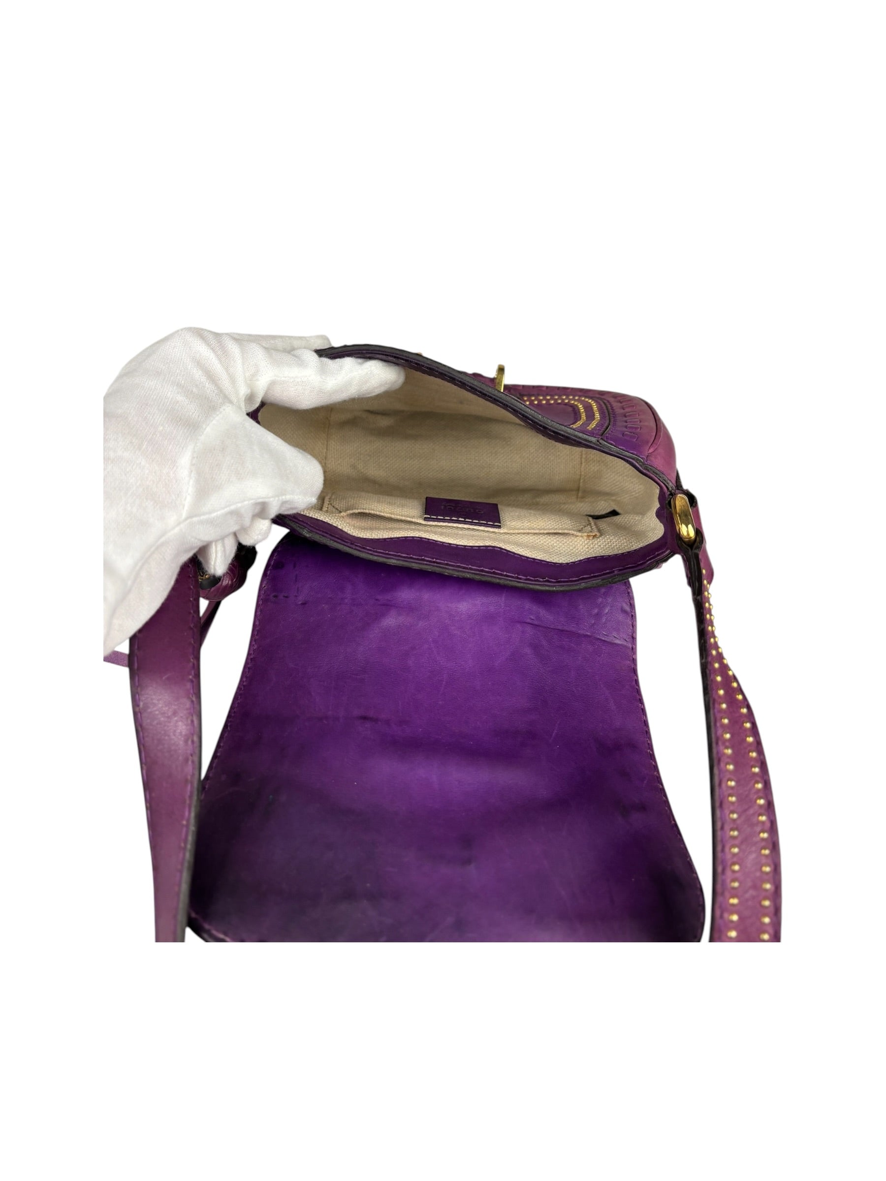 Gucci Vintage Purple Leather Small Snaffle Bit Shoulder Bag