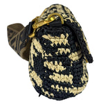 Fendi Black Raffia Zucca Shoulder Baguette