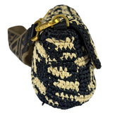 Fendi Black Raffia Zucca Shoulder Baguette