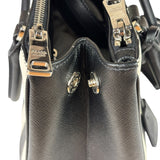 Prada Black/White Saffiano Leather Striped Two-Way Bag