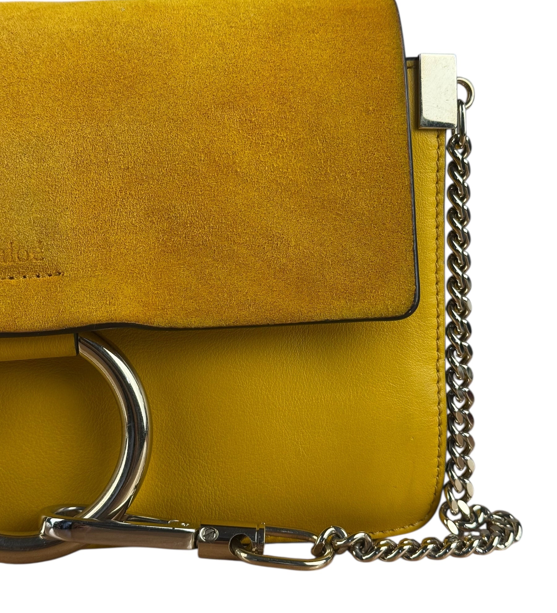 Chloé Suede/Calfskin Yellow Faye Shoulder Bag
