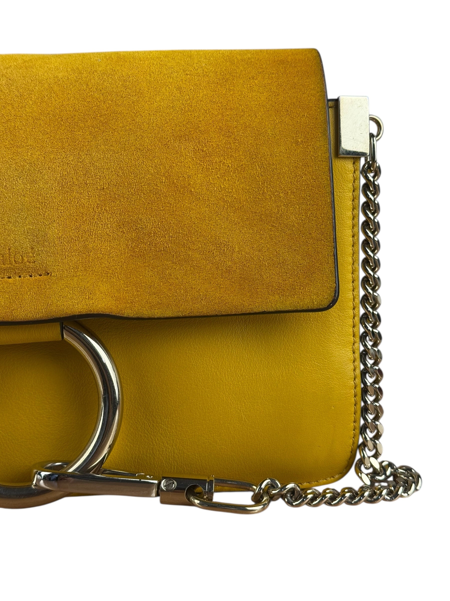 Chloé Suede/Calfskin Yellow Faye Shoulder Bag