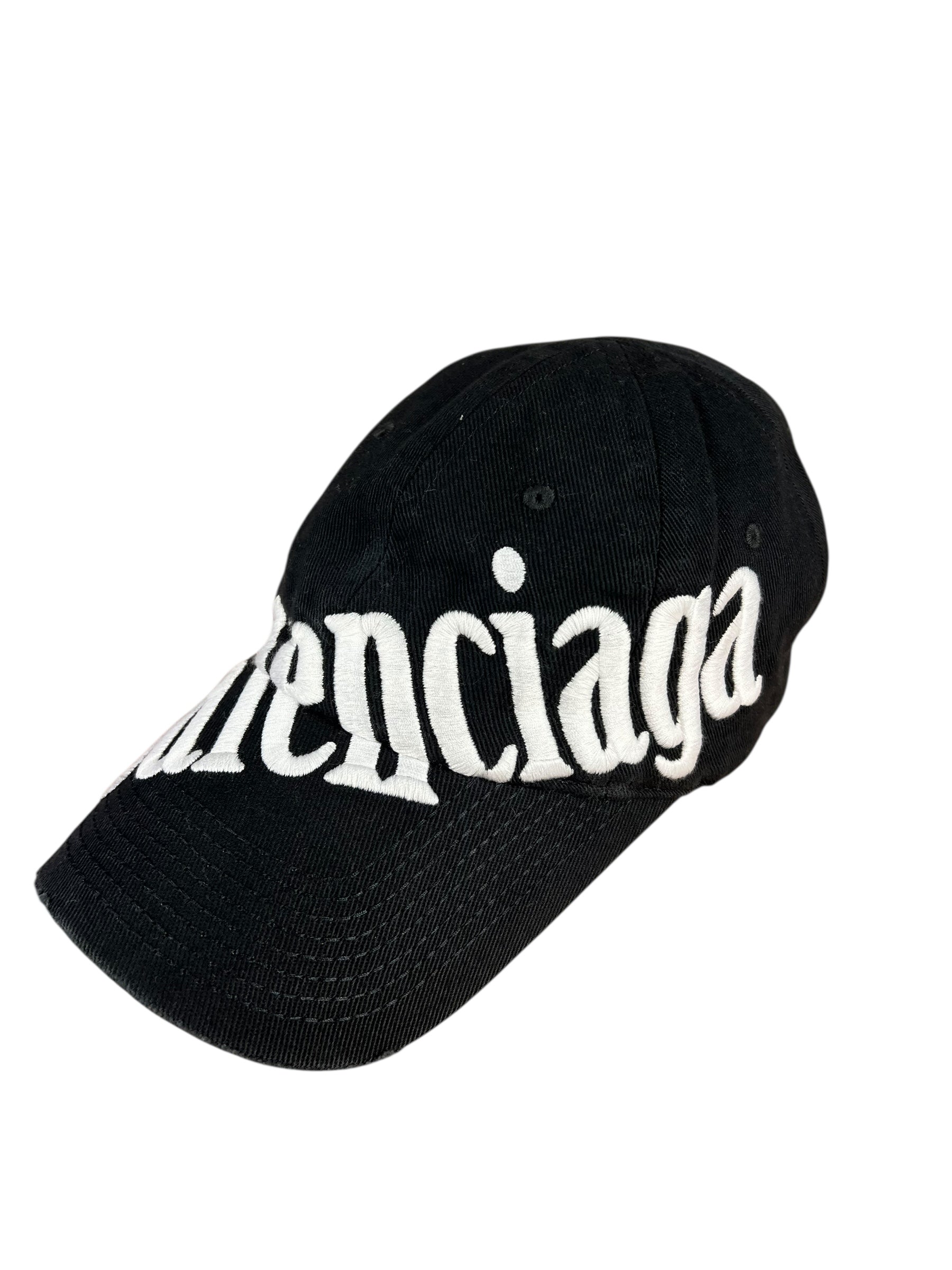 Balenciaga Diagonal Embroidered Logo Cap Black