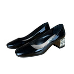 Miu Miu Black Patent Crystal Embellished Pumps
