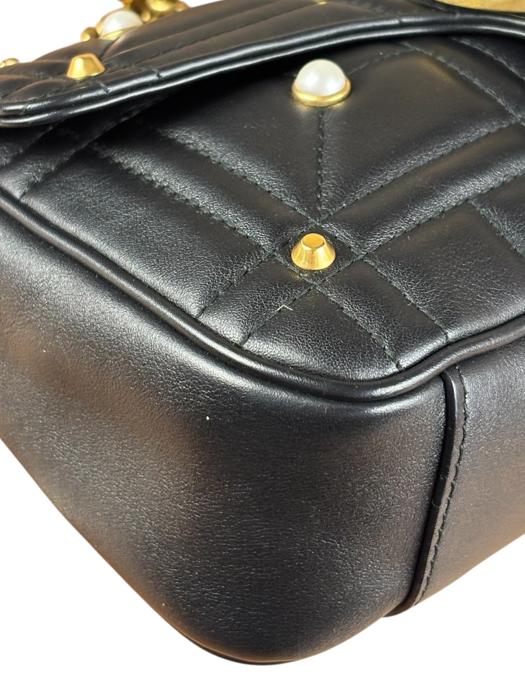 Gucci Black Pearly GG Marmont Flap Bag