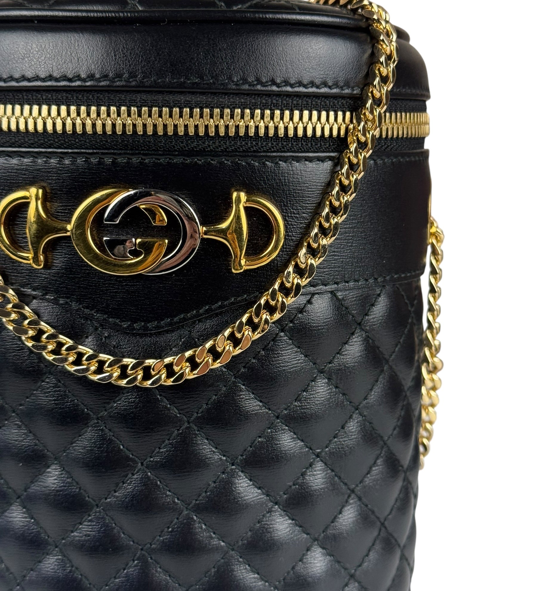 Gucci GG Zumi Cylindrical Black Quilted Leather Shoulder Bag