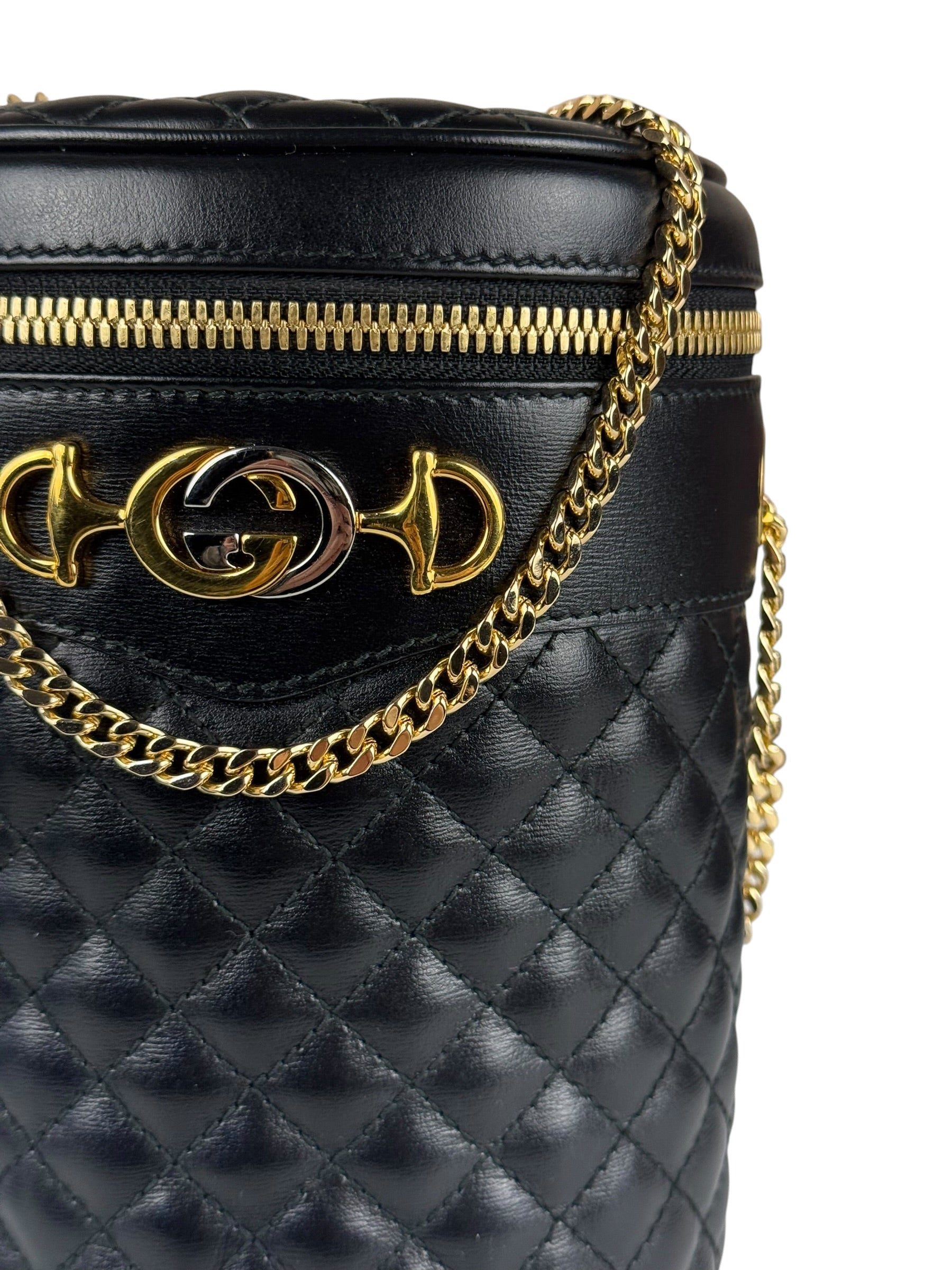 Gucci GG Zumi Cylindrical Black Quilted Leather Shoulder Bag