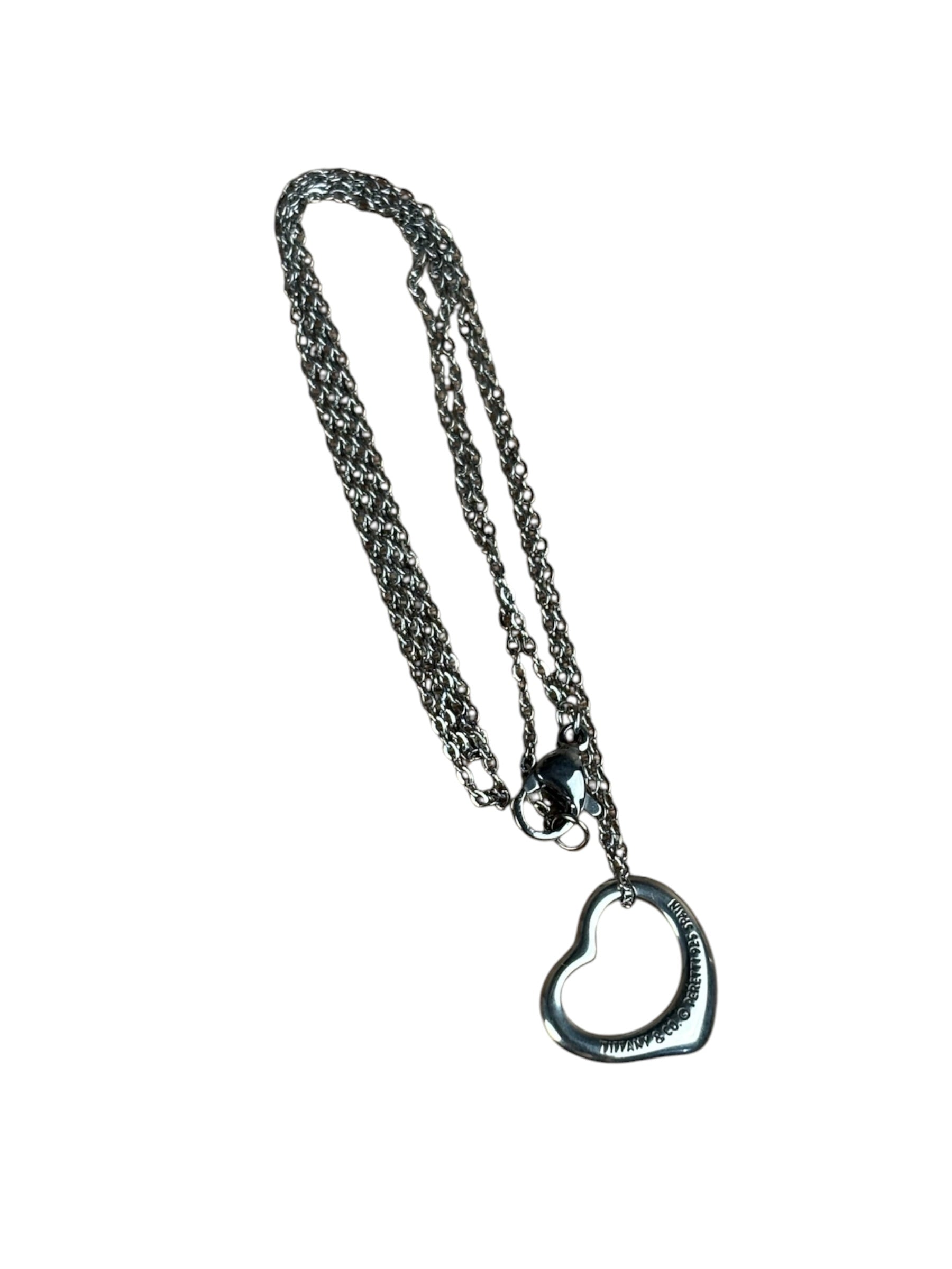 Tiffany & Co. Vintage Silver Open Heart Necklace