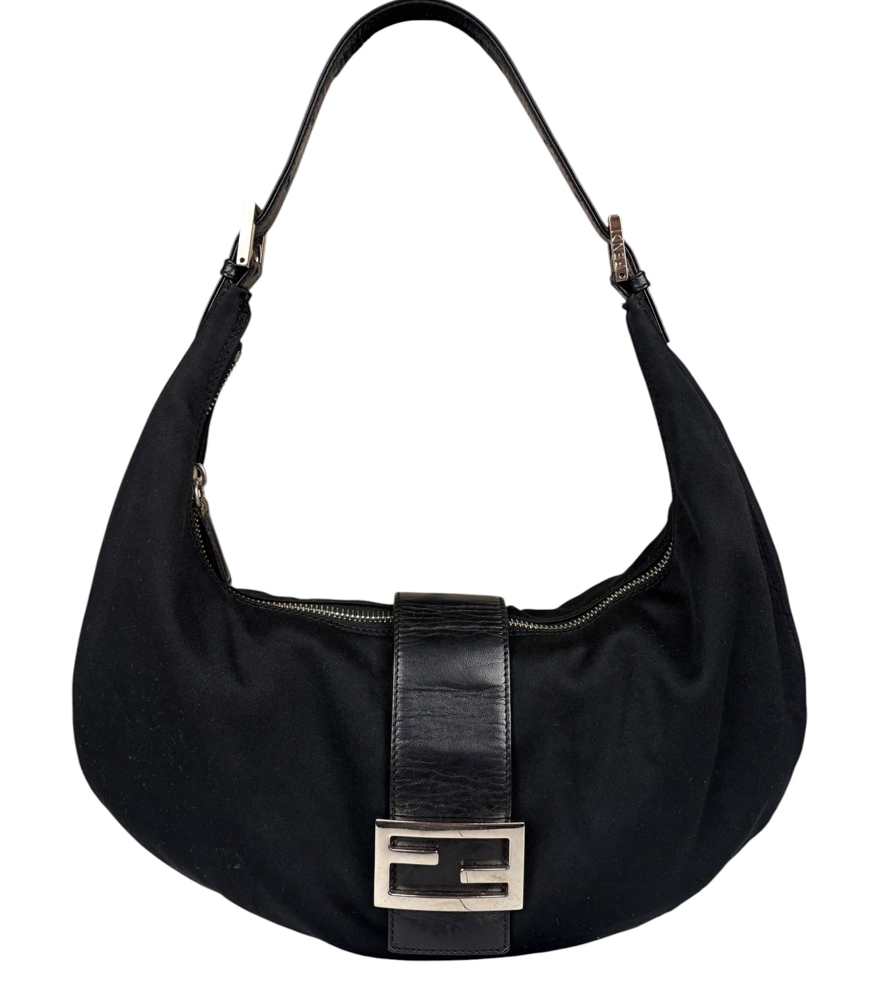 Fendi Vintage Black Neoprene Moon Baguette