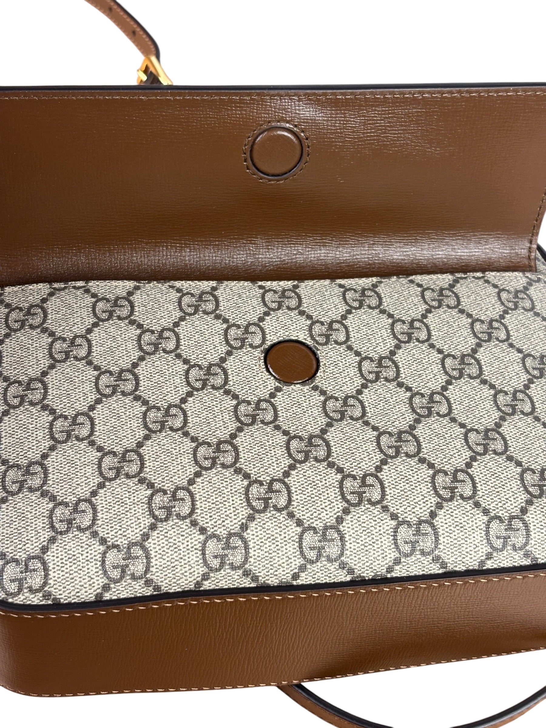 Gucci Brown Leather GG Horsebit Camera Bag 1955