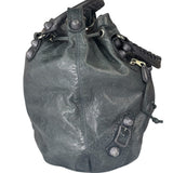 Balenciaga Grey Lambskin Giant Brogues Pompom Two-Way Bag