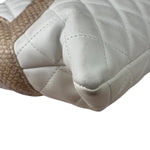 Chanel White Calfskin Quilted Python-Embossed Ligne Cambon Flat Tote Bag 2004