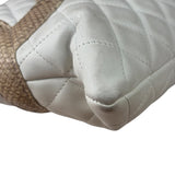 Chanel White Calfskin Quilted Python-Embossed Ligne Cambon Flat Tote Bag 2004