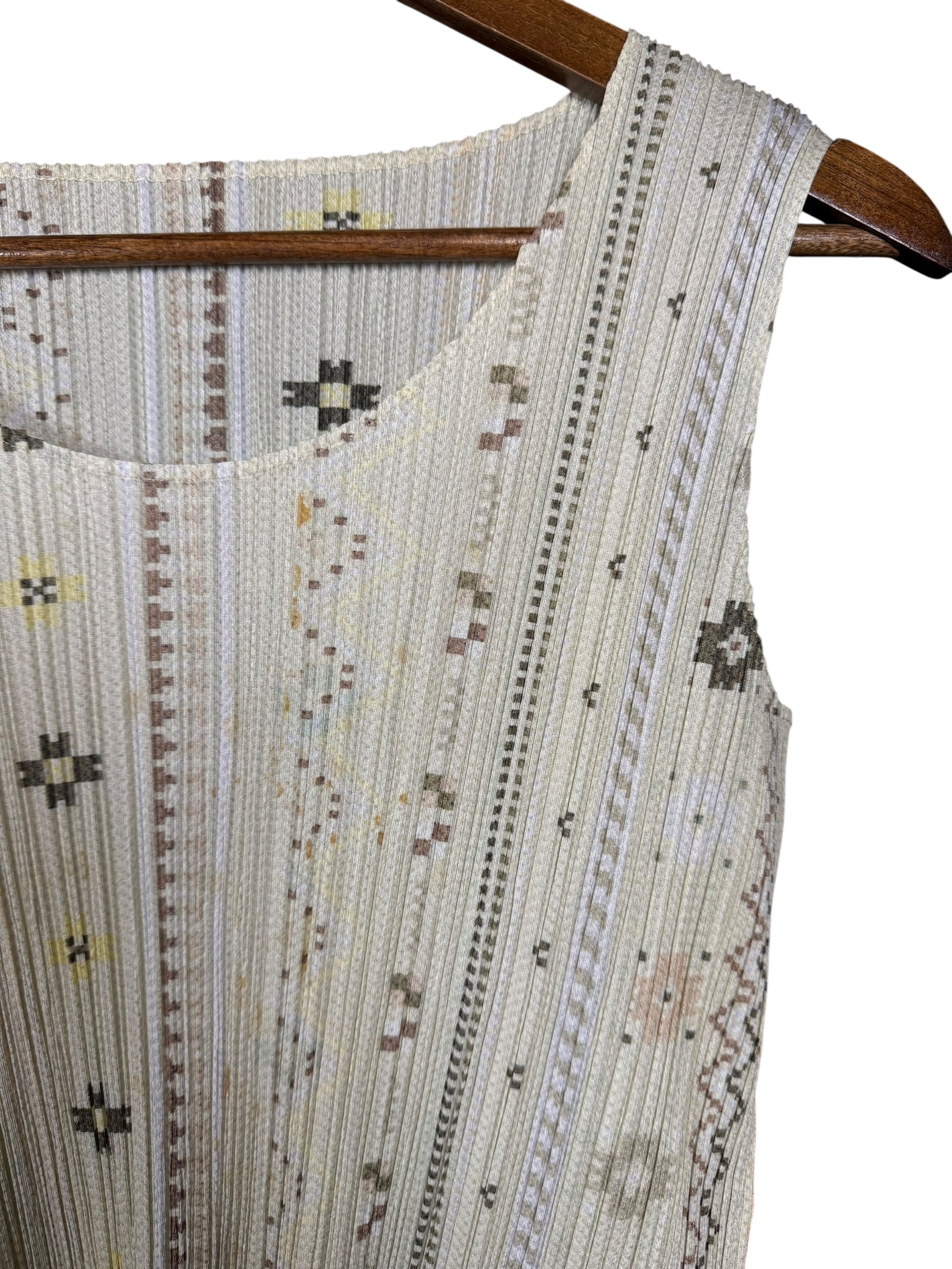 Issey Miyake Pleats Please Patterned Sleeveless Top