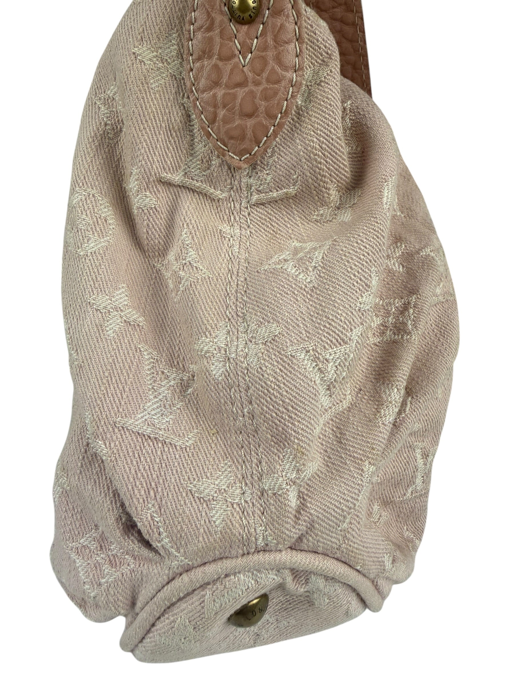 Louis Vuitton Vintage Rose Pink Monogram Denim Slightly Hobo Bag
