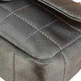 Chanel Black Satin Chocolate Bar Mini Chain Flap Bag 2010