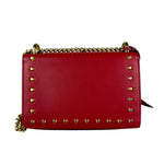 Gucci Red Leather Pearl Studded Padlock Shoulder Bag