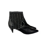 Saint Laurent Black Leather Studded Ankle Boots