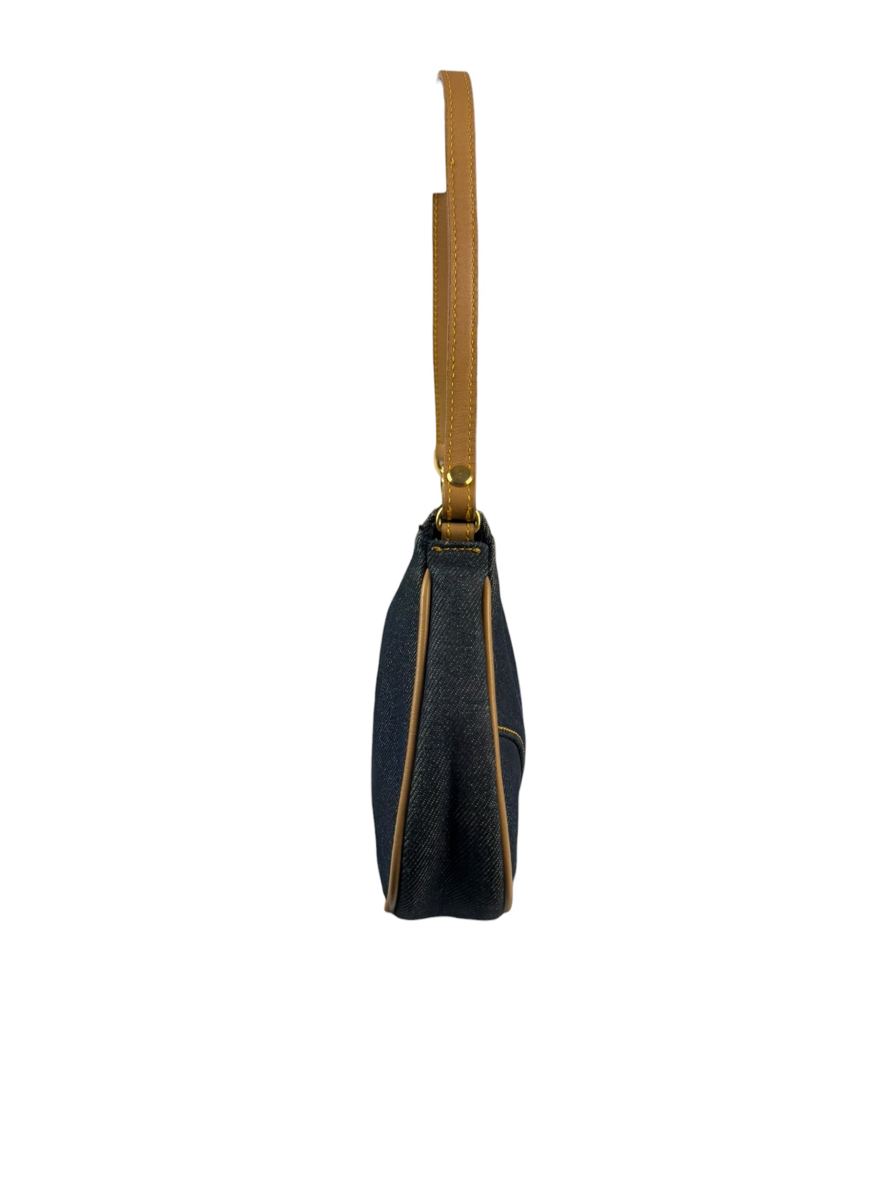 Christian Dior Denim Beige Leather Mini Saddle Pochette