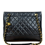 Chanel Black Lambskin Shopper Tote 90s
