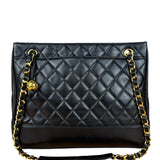 Chanel Black Lambskin Shopper Tote 90s
