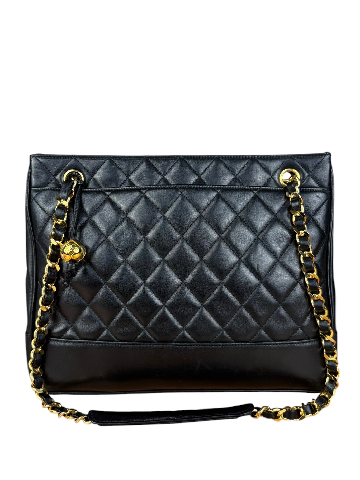 Chanel Black Lambskin Shopper Tote 90s