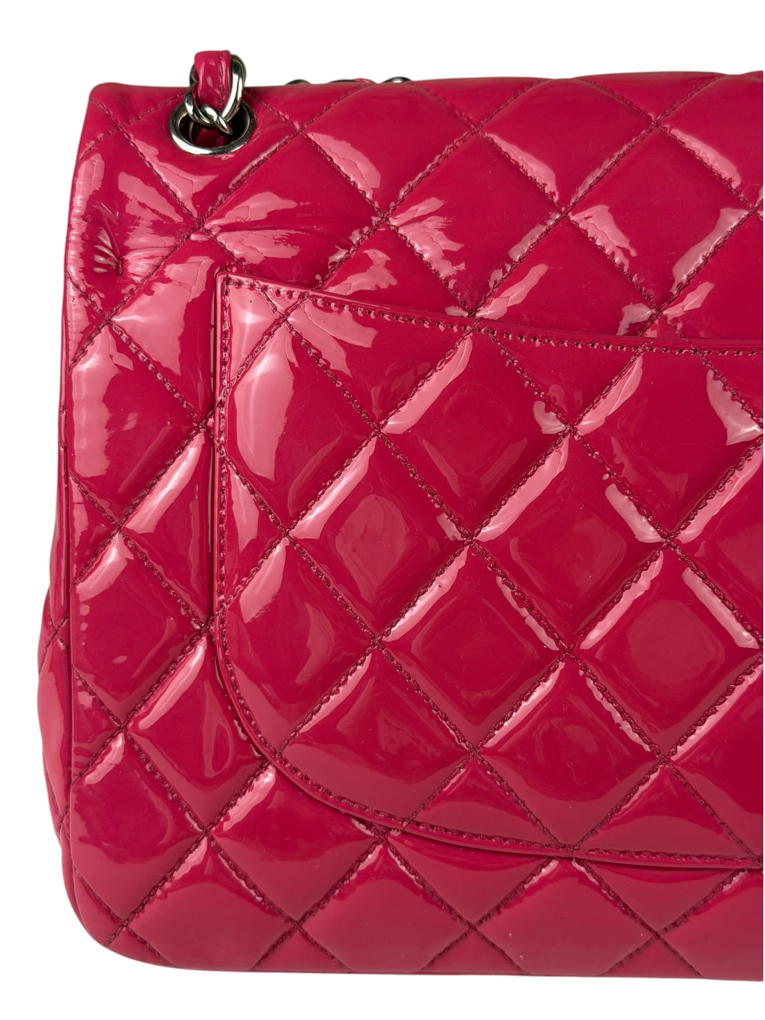 Chanel Hot Pink Large Patent Leather Double Flap Shoulder Bag 2014