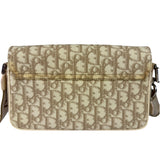 Christian Dior Beige Leather Trim Trotter Floral Embroidered Flap Bag