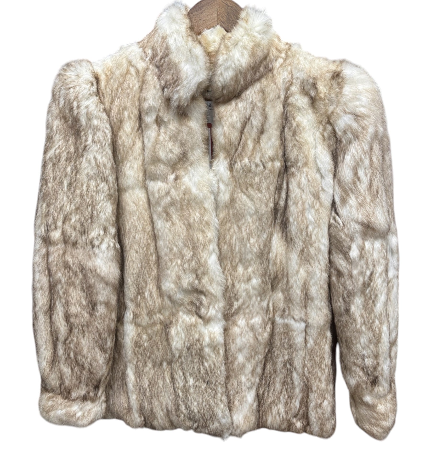 Imagnin Vintage Beige/Cream Rabbit Fur Coat
